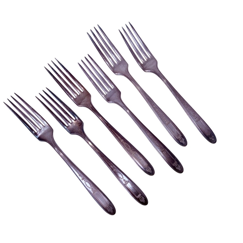 6 Dinner Forks Grosvenor Silverplate Flatware Oneida Silver 1921 No Monograms